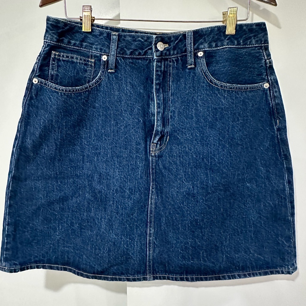 Madewell Rigid Denim A-Line Skirt in Dark Wash size 30 waist L